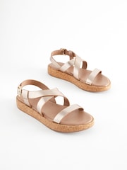 Rose Gold Forever Comfort® Flatform Strappy Sandals - Image 3 of 8