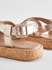 Rose Gold Forever Comfort® Flatform Strappy Sandals - Image 6 of 8