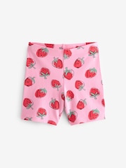 Red/Pink Strawberry Heart Print Cycle Shorts (3-16yrs) - Image 1 of 3