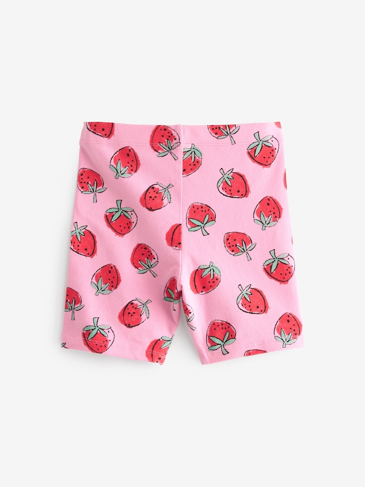 Red/Pink Strawberry Heart Print Cycle Shorts (3-16yrs) - Image 2 of 3