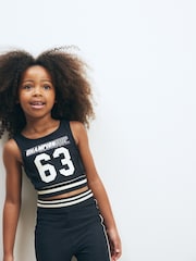 Black Slogan Sports Crop Top (5-16yrs) - Image 1 of 7