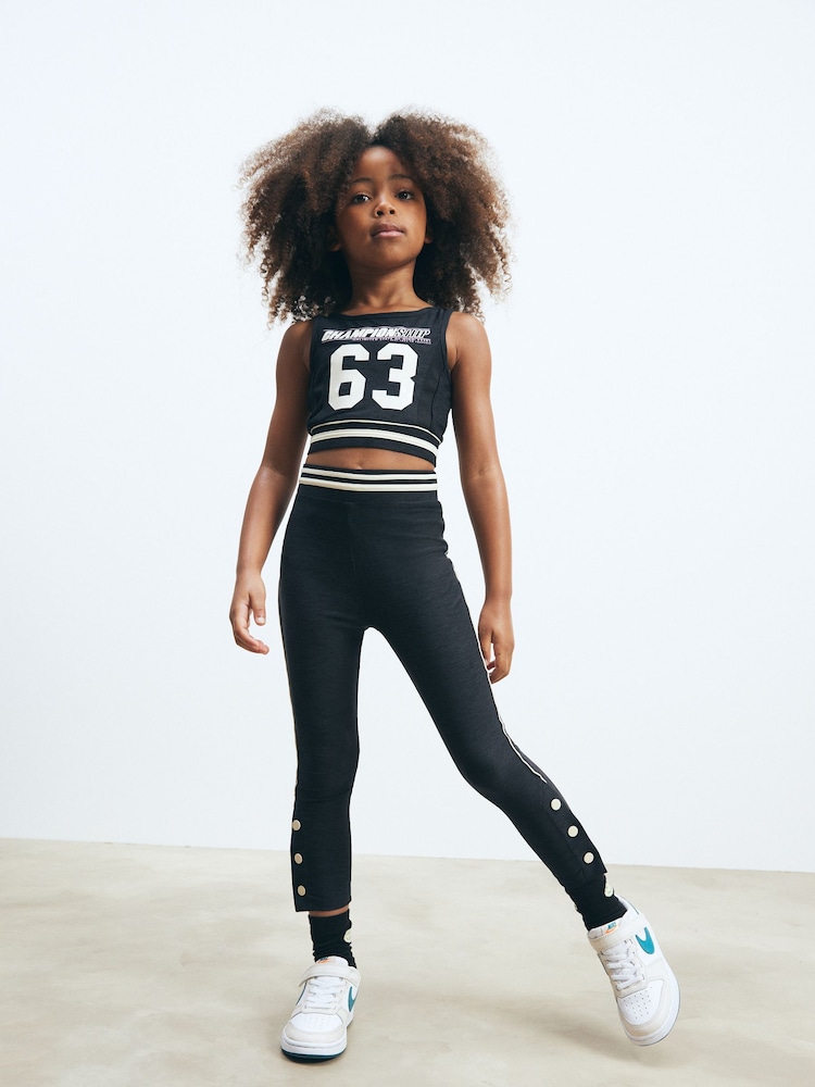 Black Slogan Sports Crop Top (5-16yrs) - Image 2 of 7