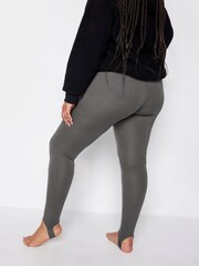 Yours Curve Grey Stirrup Leggings - Image 2 of 4
