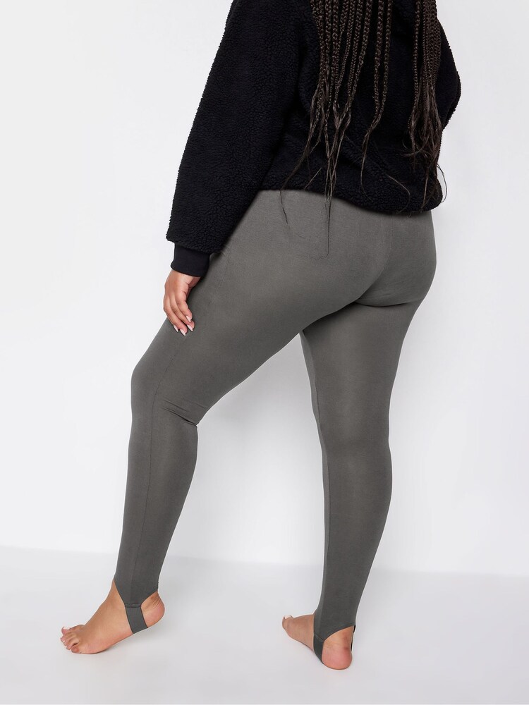 Yours Curve Grey Stirrup Leggings - Image 2 of 4