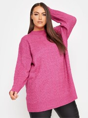 Yours Curve Pink Cable Turtle Neck Jumper - Image 1 of 4