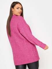 Yours Curve Pink Cable Turtle Neck Jumper - Image 2 of 4