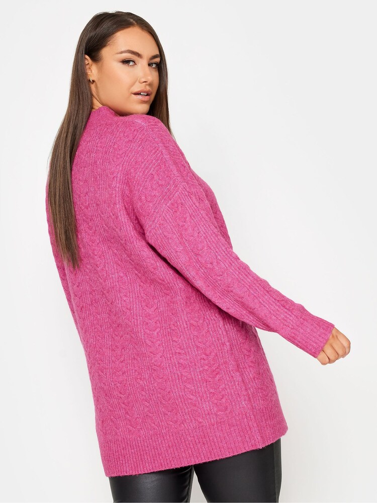 Yours Curve Pink Cable Turtle Neck Jumper - Image 2 of 4