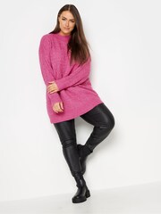 Yours Curve Pink Cable Turtle Neck Jumper - Image 3 of 4