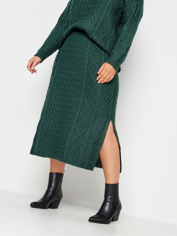 Yours Curve Green Cable Skirt - Image 1 of 4