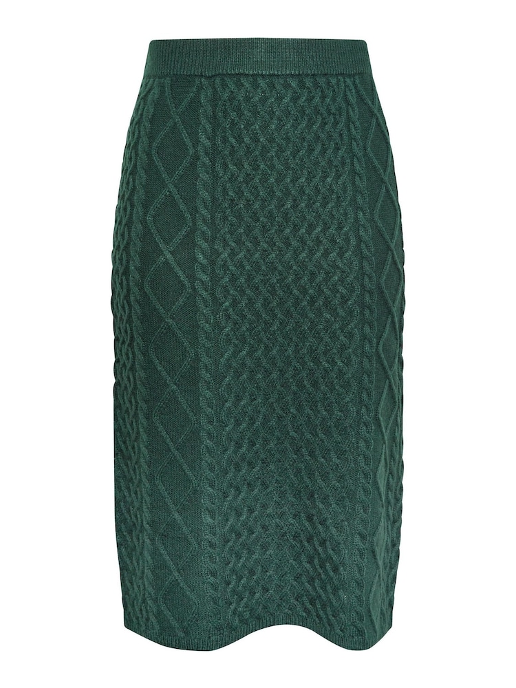 Yours Curve Green Cable Skirt - Image 4 of 4
