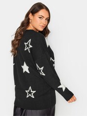 Yours Curve Black Fine Gauge Star Jumper - Image 2 of 4