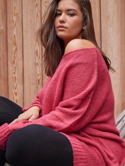 Yours Curve Pink Mossy Yarn Tunic Dress - Image 1 of 5