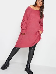 Yours Curve Pink Mossy Yarn Tunic Dress - Image 2 of 5