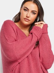 Yours Curve Pink Mossy Yarn Tunic Dress - Image 5 of 5