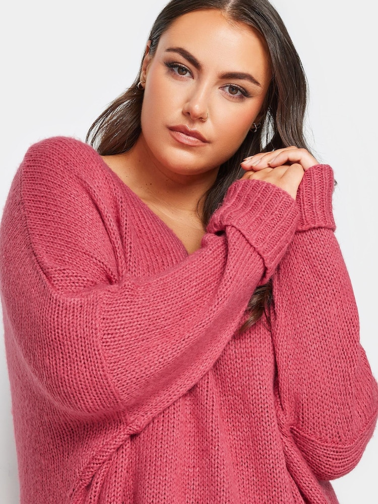 Yours Curve Pink Mossy Yarn Tunic Dress - Image 5 of 5