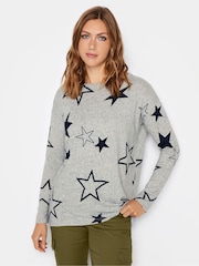 Long Tall Sally Grey Black Star Jumper - Image 1 of 4