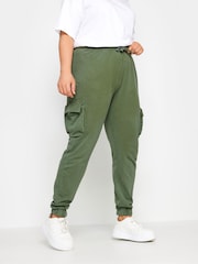 Yours Curve Green Acid Washed Cargo 100% Cotton Joggers - Image 2 of 4