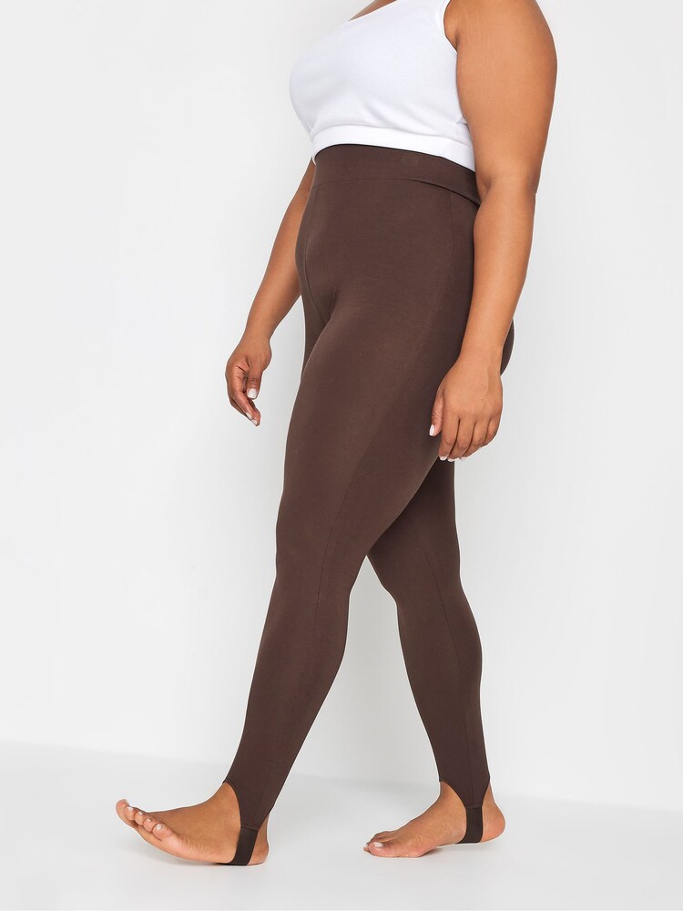 Yours Curve Brown Bengaline Stirrup Leggings - Image 1 of 4