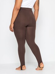 Yours Curve Brown Bengaline Stirrup Leggings - Image 2 of 4