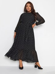 Yours Curve Black London Metallic Spot Smock Dress - Image 1 of 4