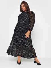 Yours Curve Black London Metallic Spot Smock Dress - Image 2 of 4