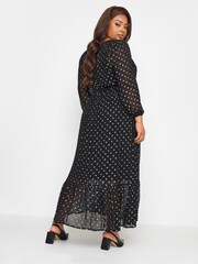 Yours Curve Black London Metallic Spot Smock Dress - Image 3 of 4