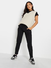 PixieGirl Petite Black Pintuck Tie Waist Wide Leg Trousers - Image 2 of 3