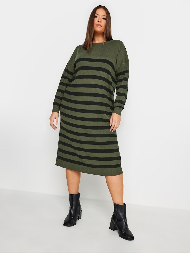 Yours Curve Green Crew Neck Dress - Image 1 of 5