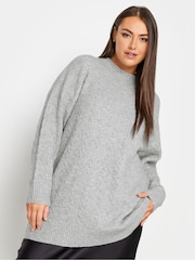Yours Curve Grey Cable Turtle Neck Jumper - Image 1 of 4