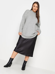 Yours Curve Grey Cable Turtle Neck Jumper - Image 3 of 4