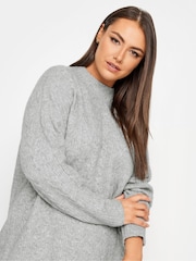 Yours Curve Grey Cable Turtle Neck Jumper - Image 4 of 4