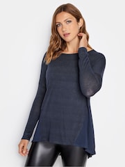 Long Tall Sally Blue Long Sleeve Dipped Hem Jumper - Image 1 of 4