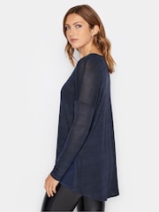 Long Tall Sally Blue Long Sleeve Dipped Hem Jumper - Image 2 of 4