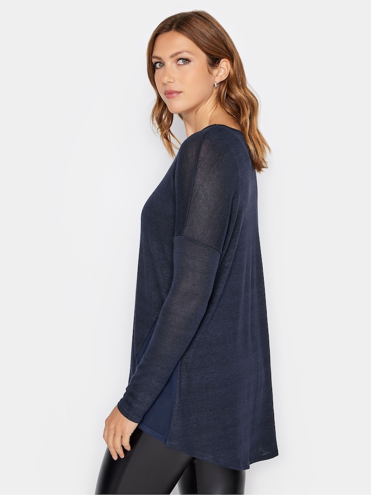 Long Tall Sally Blue Long Sleeve Dipped Hem Jumper - Image 2 of 4
