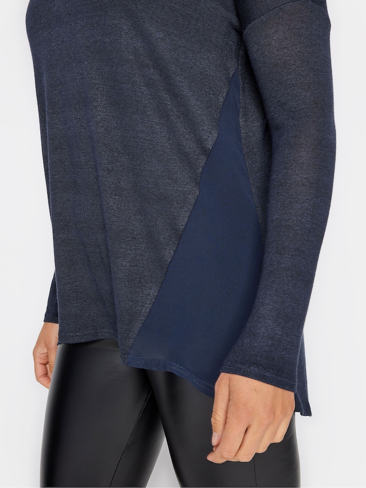 Long Tall Sally Blue Long Sleeve Dipped Hem Jumper - Image 4 of 4
