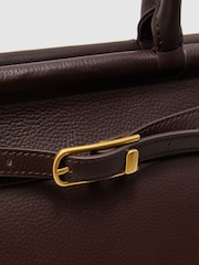 Reiss Chocolate Ember Leather Structured Tote Bag - Image 6 of 6