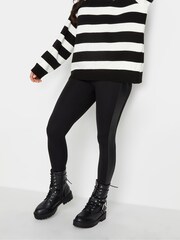 PixieGirl Petite Black PU Side Panel Leggings - Image 1 of 2