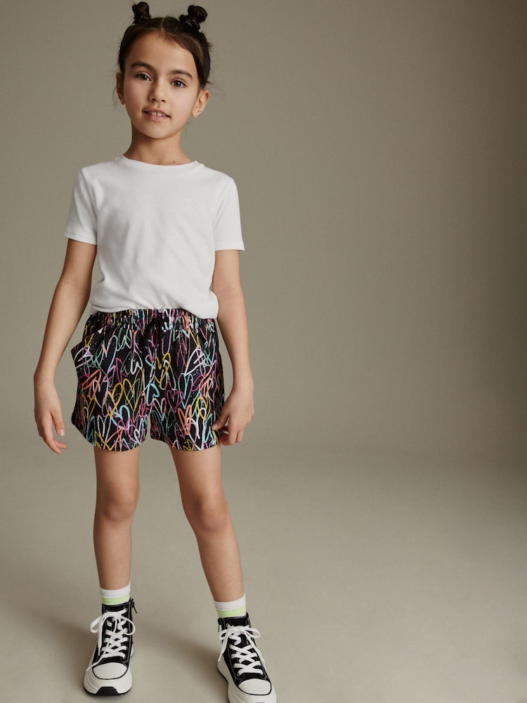 Black Graffiti Heart Jersey Shorts (3-16yrs) - Image 1 of 7