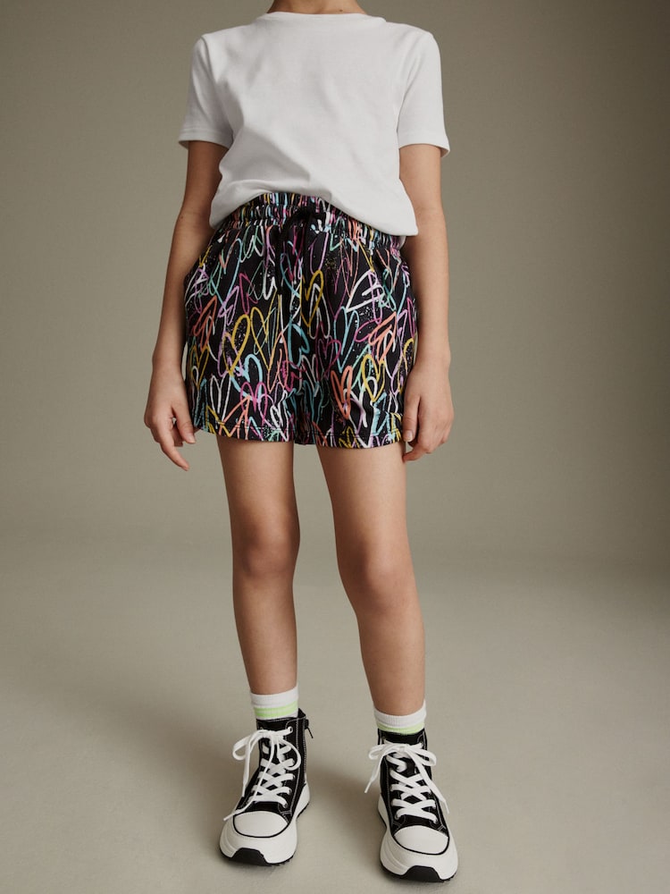 Black Graffiti Heart Jersey Shorts (3-16yrs) - Image 2 of 7