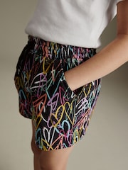 Black Graffiti Heart Jersey Shorts (3-16yrs) - Image 4 of 7