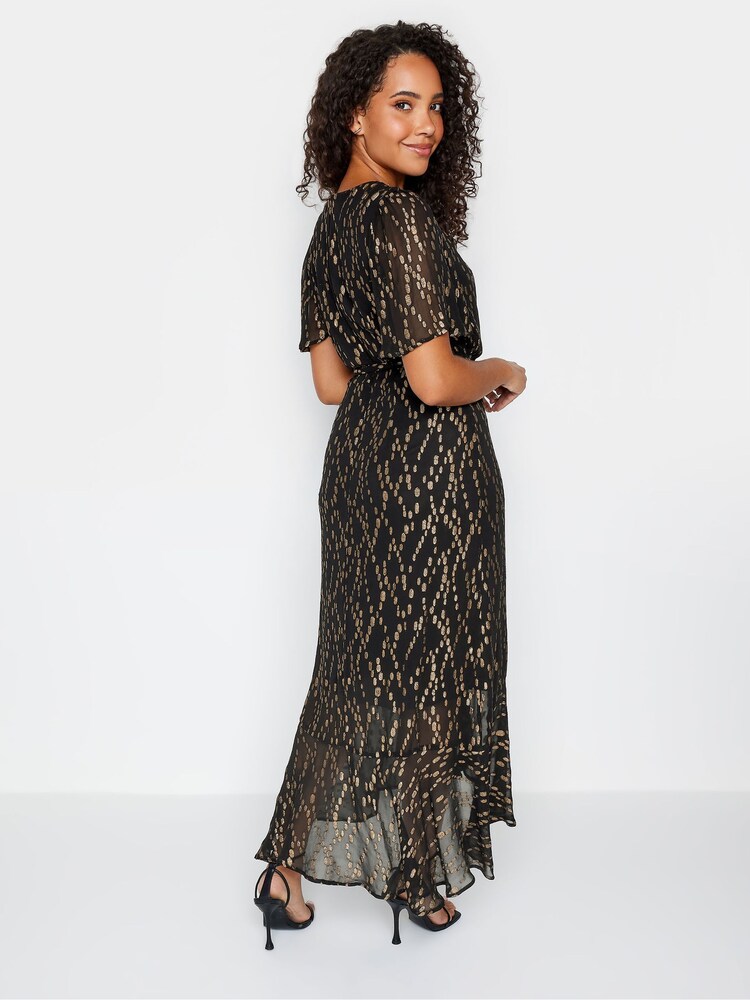 M&Co Black Metallic Wrap Ruffle Dress - Image 2 of 4