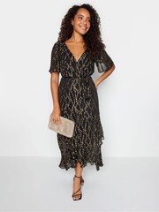 M&Co Black Metallic Wrap Ruffle Dress - Image 3 of 4