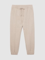Reiss Oatmeal Melange Gray Herringbone Cuffed Drawstring Joggers - Image 2 of 7