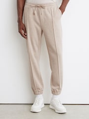 Reiss Oatmeal Melange Gray Herringbone Cuffed Drawstring Joggers - Image 3 of 7