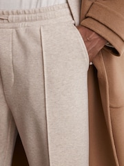 Reiss Oatmeal Melange Gray Herringbone Cuffed Drawstring Joggers - Image 5 of 7