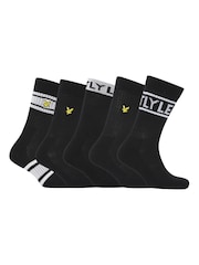 Lyle & Scott Black Montrose Sports Black Socks 5 Pack - Image 1 of 6
