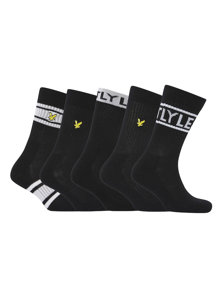 Lyle & Scott Black Montrose Sports Black Socks 5 Pack - Image 1 of 6