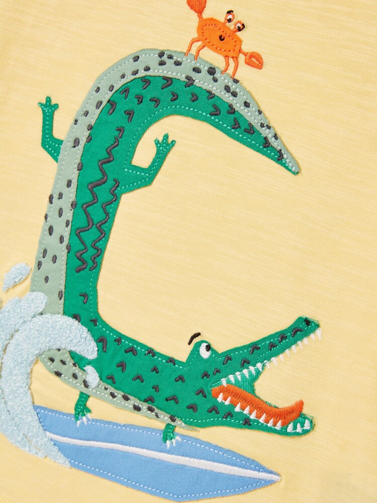 Joules Boys' Archie Yellow Crocodile Artwork T-Shirt - Image 7 of 7