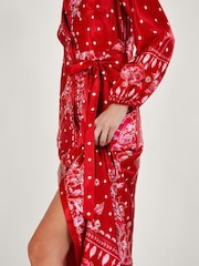 Monsoon Red Shiloh Satin Shirt Dress - Image 4 of 5