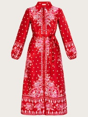 Monsoon Red Shiloh Satin Shirt Dress - Image 5 of 5